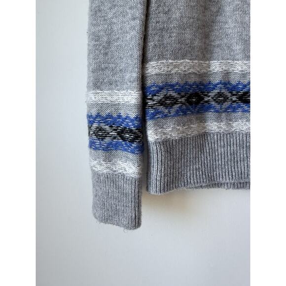 Talbots Lambswool Blend Fair Isle Button Front Sweater Women’s Size M Grey Blue - Picture 2 of 7
